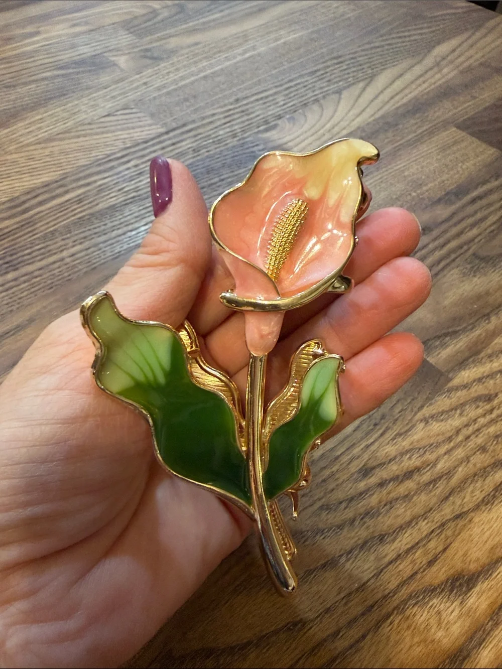 Calla Lily Floral Hair Clip — Pink and Green
